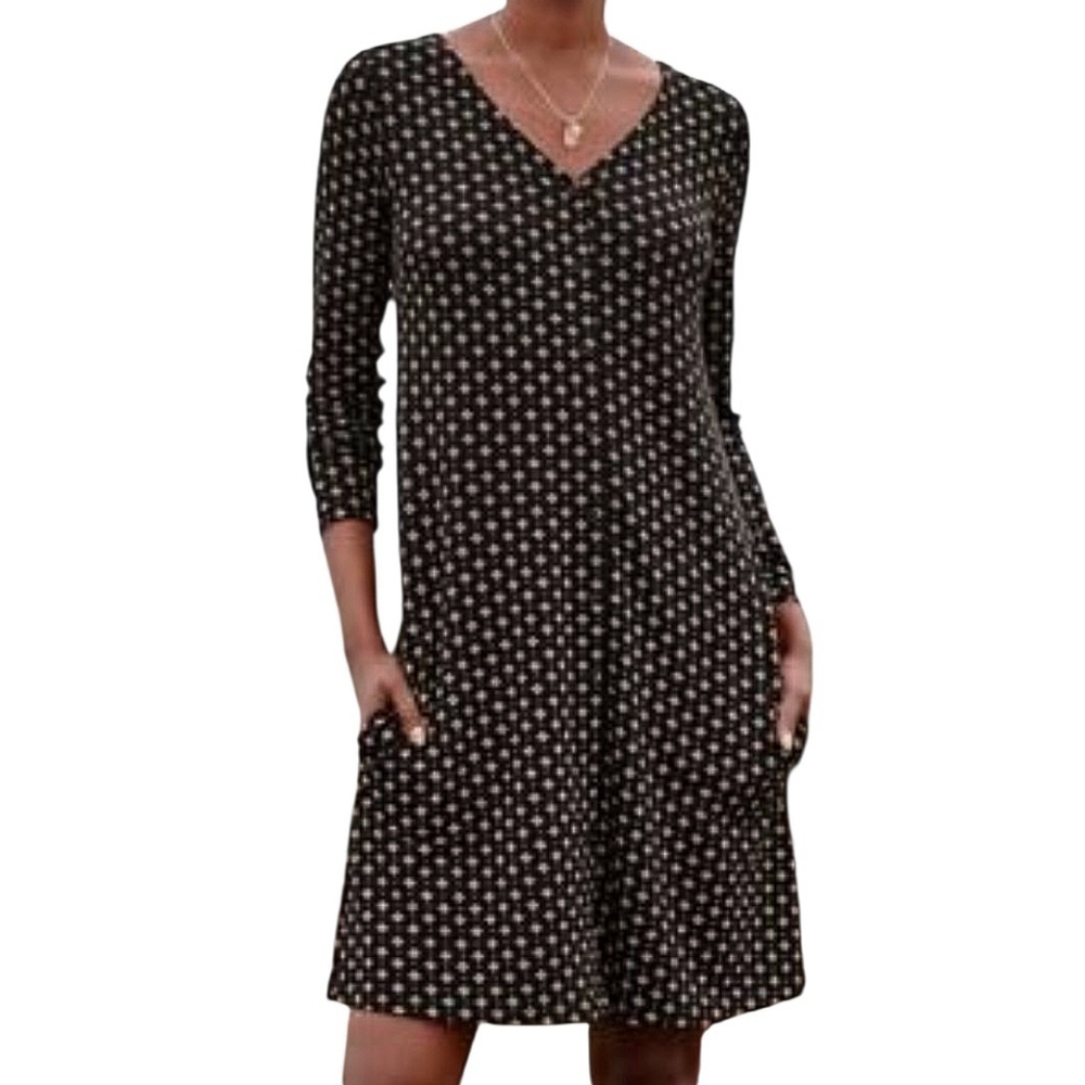 NEW Garnet Hill Stretch Jersey Button Down A-Line Swingy Dress Sz Med NWOT
